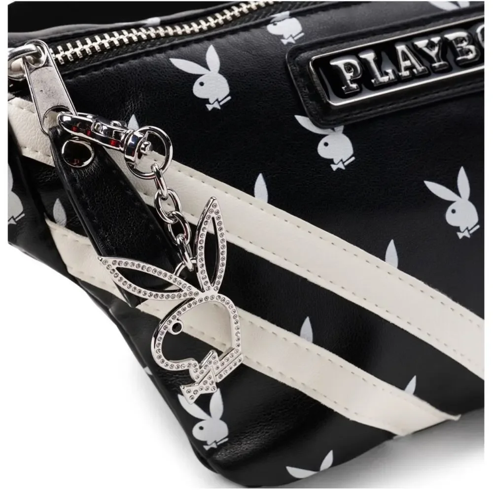 Playboy Black Stripe Bunny Logo Fanny Pack Bl